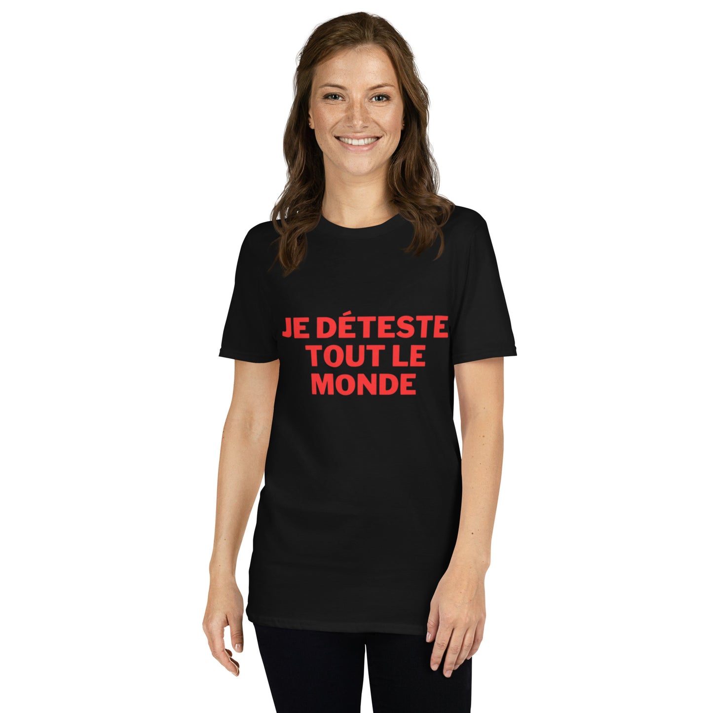 T-shirt Unisexe à Manches Courtes " Je déteste tout le monde "