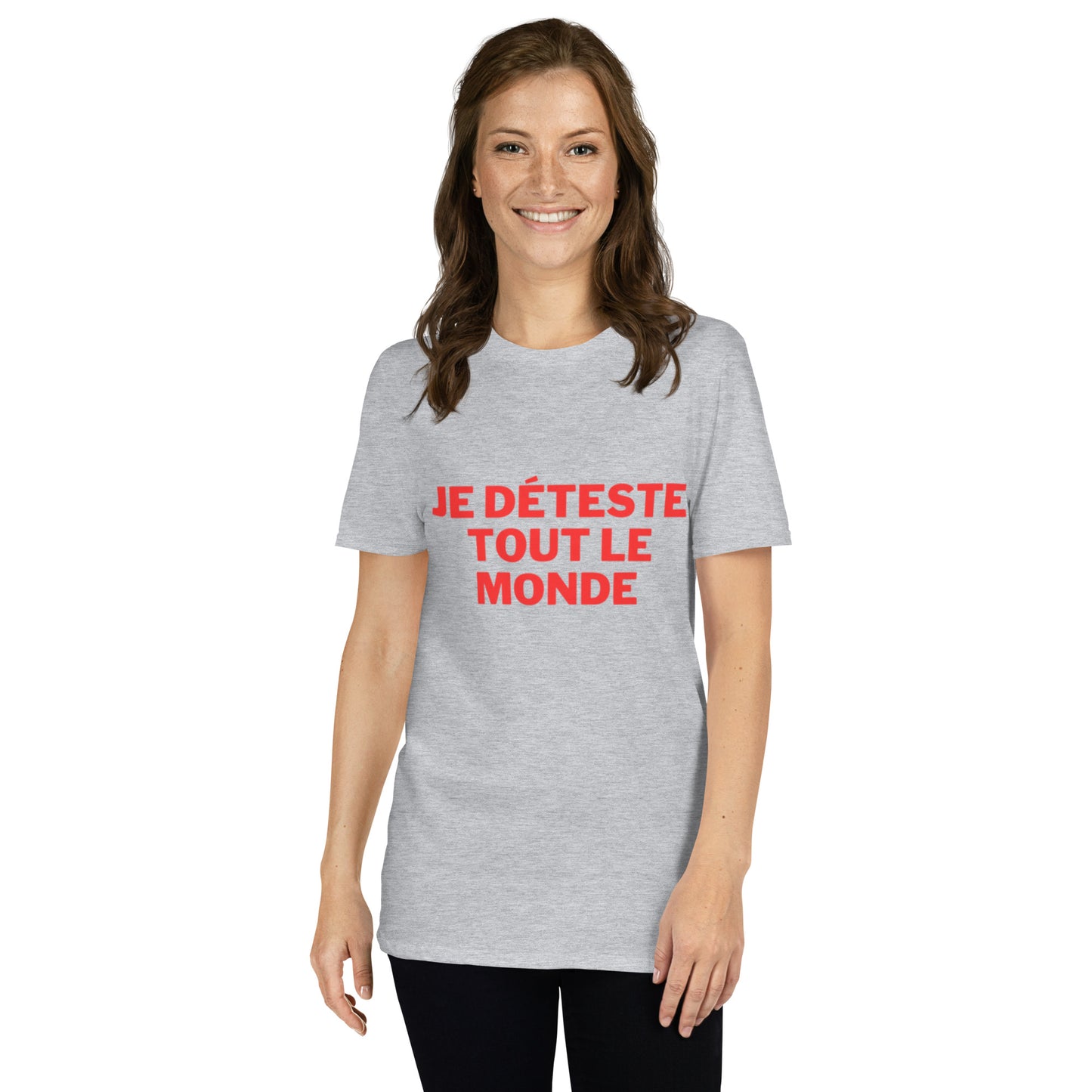 T-shirt Unisexe à Manches Courtes " Je déteste tout le monde "