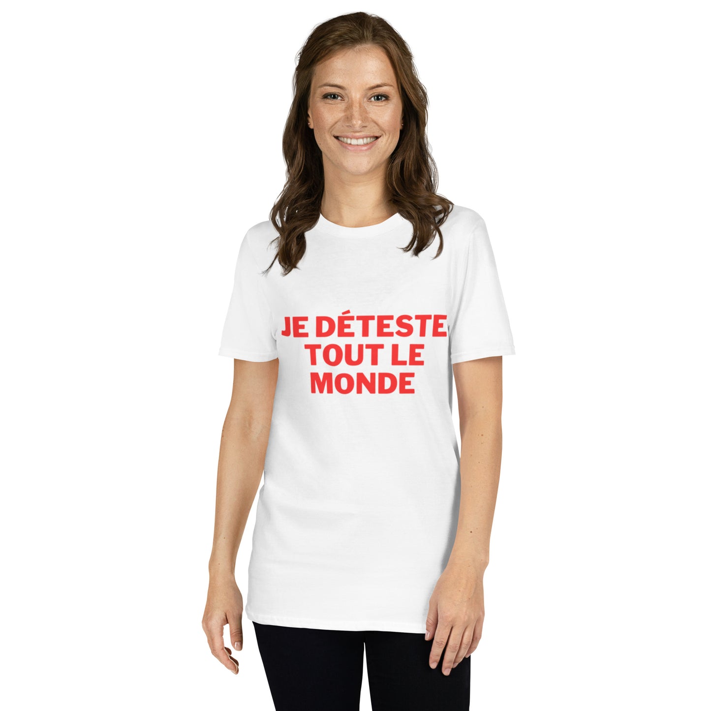 T-shirt Unisexe à Manches Courtes " Je déteste tout le monde "