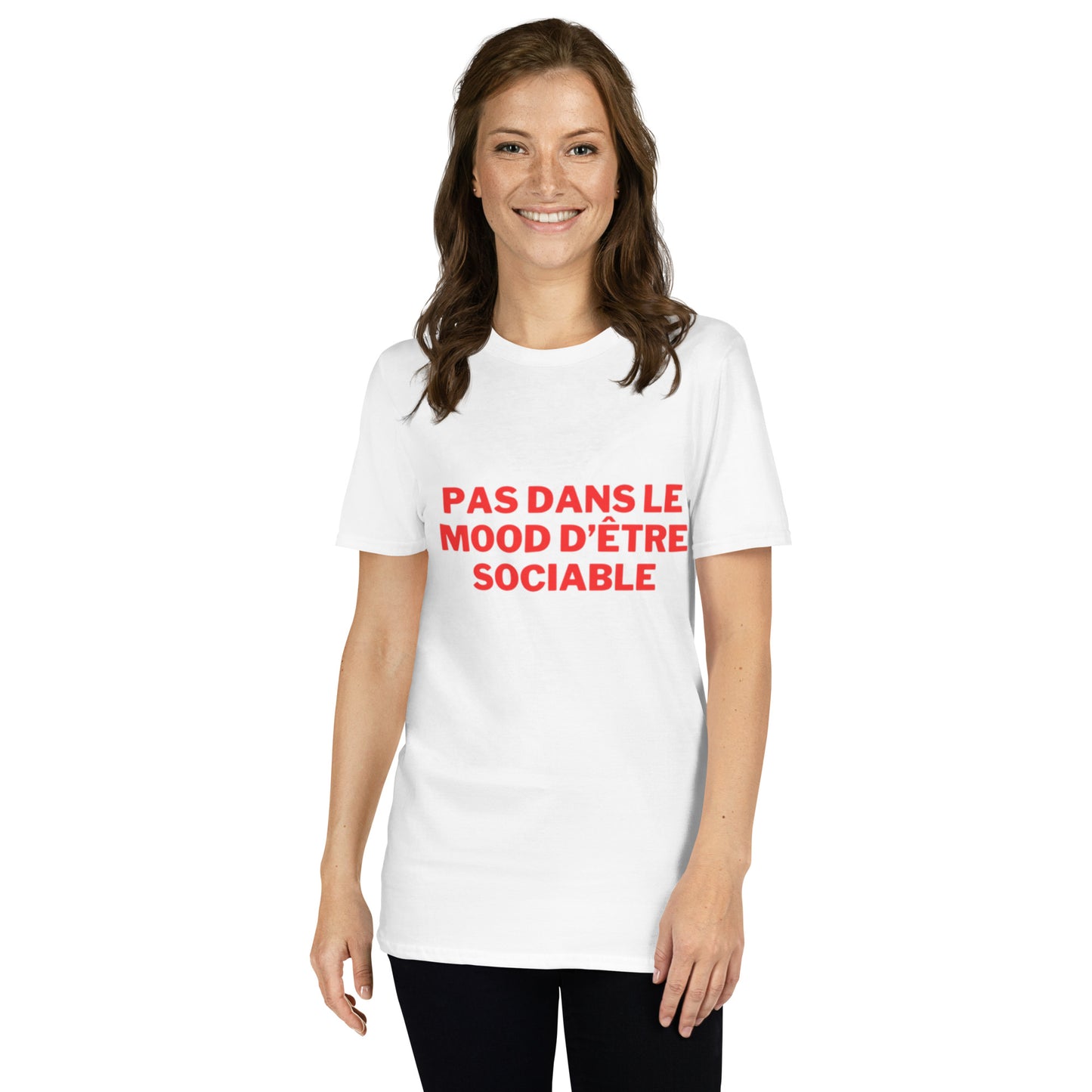 T-shirt Unisexe à Manches Courtes " Pas dans le mood d'être sociable "