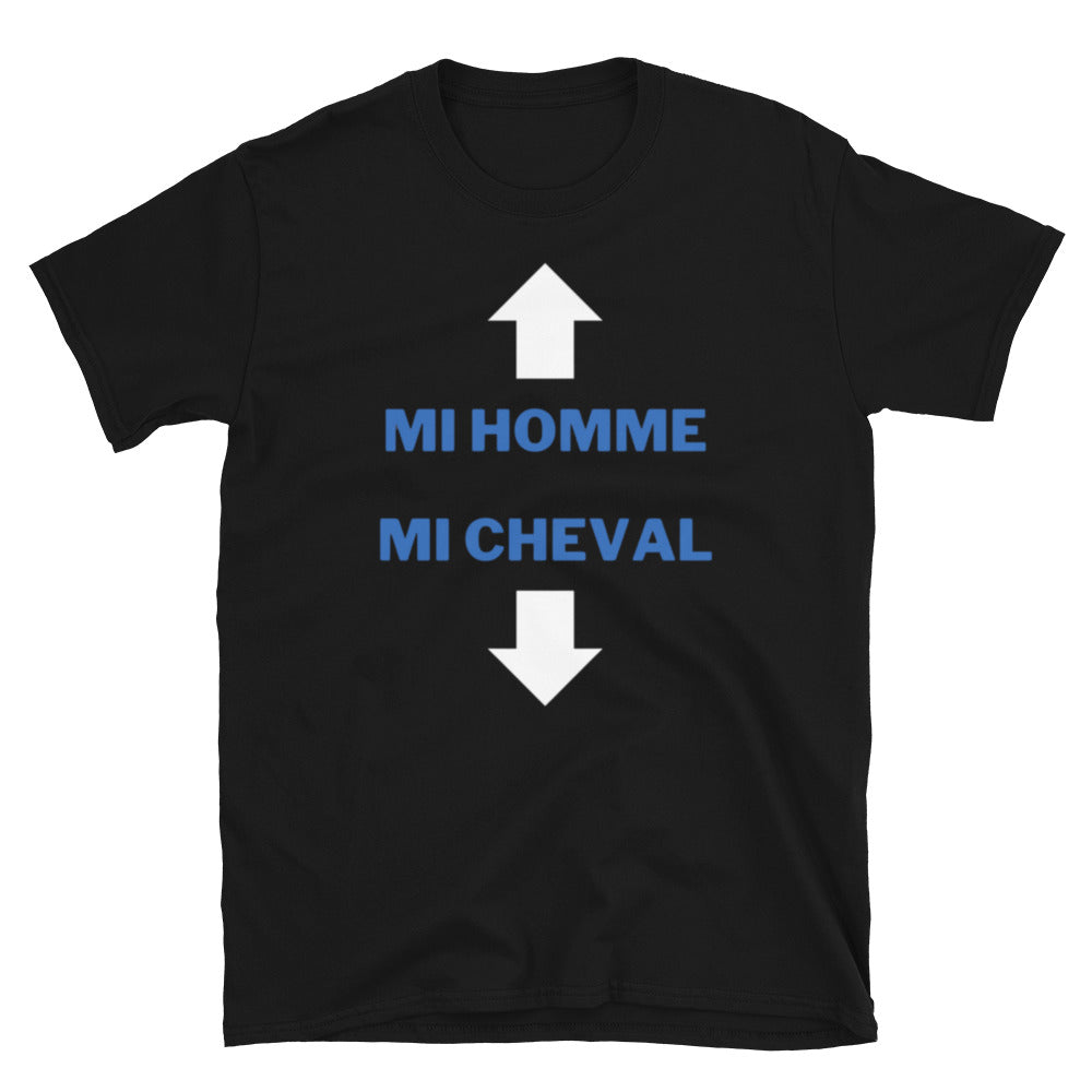 T-shirt " mi homme mi cheval "