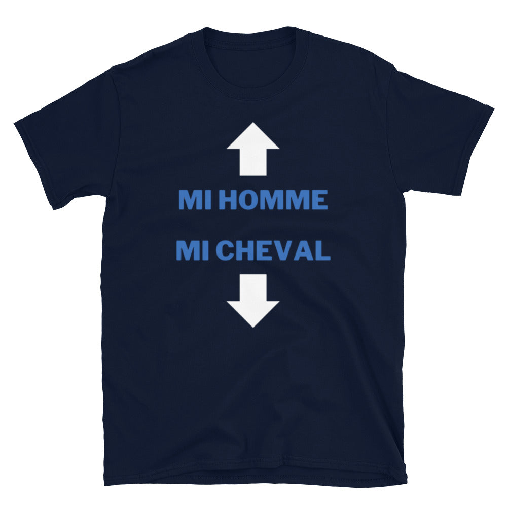 T-shirt " mi homme mi cheval "